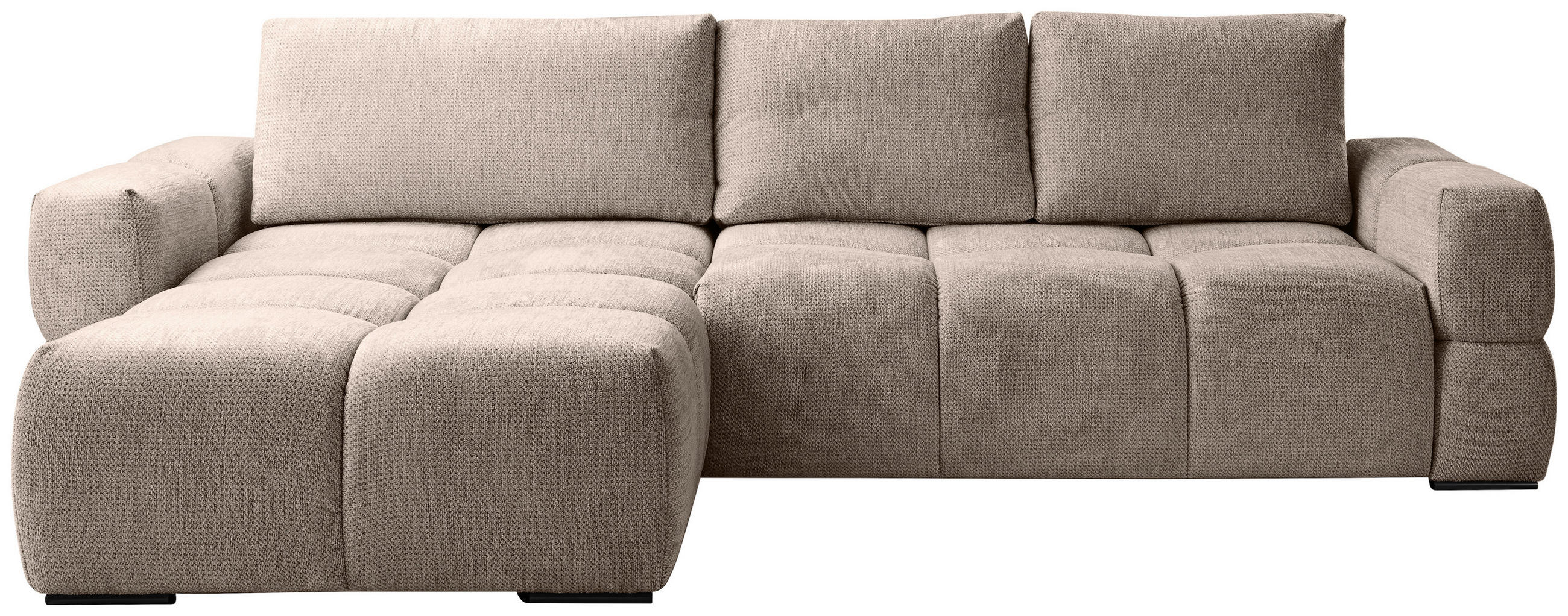 ECKSOFA in Chenille Beige  - Beige/Schwarz, Design, Textil/Metall (173/299cm) - Stylife