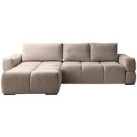 ECKSOFA Beige Chenille  - Beige/Schwarz, Design, Textil/Metall (173/299cm) - Stylife