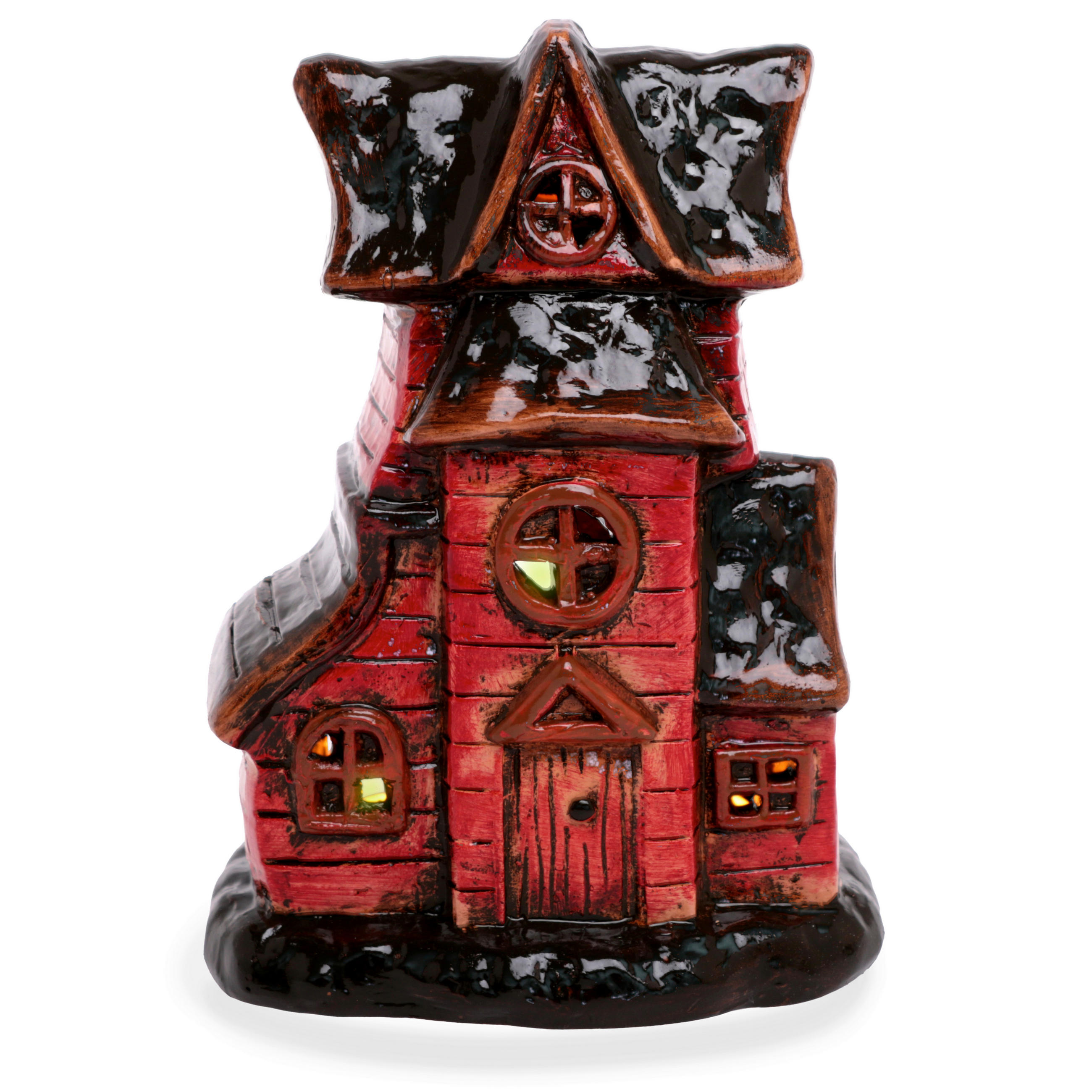 TEELICHTHALTER - Rot/Schwarz, LIFESTYLE, Keramik (12,5/8/17,5cm)