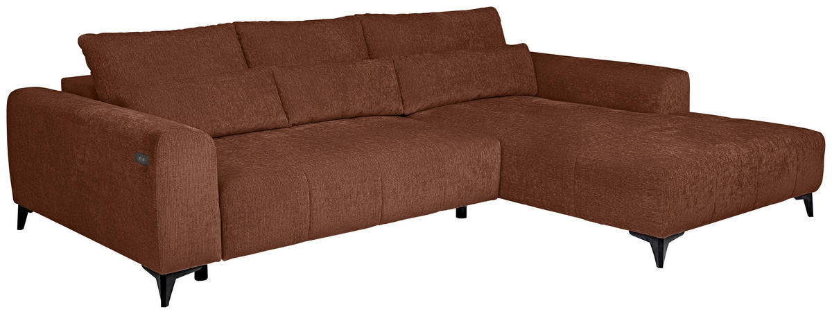 ECKSOFA Rostfarben Chenille  - Rostfarben/Schwarz, KONVENTIONELL, Kunststoff/Textil (279/222cm) - Hom`in