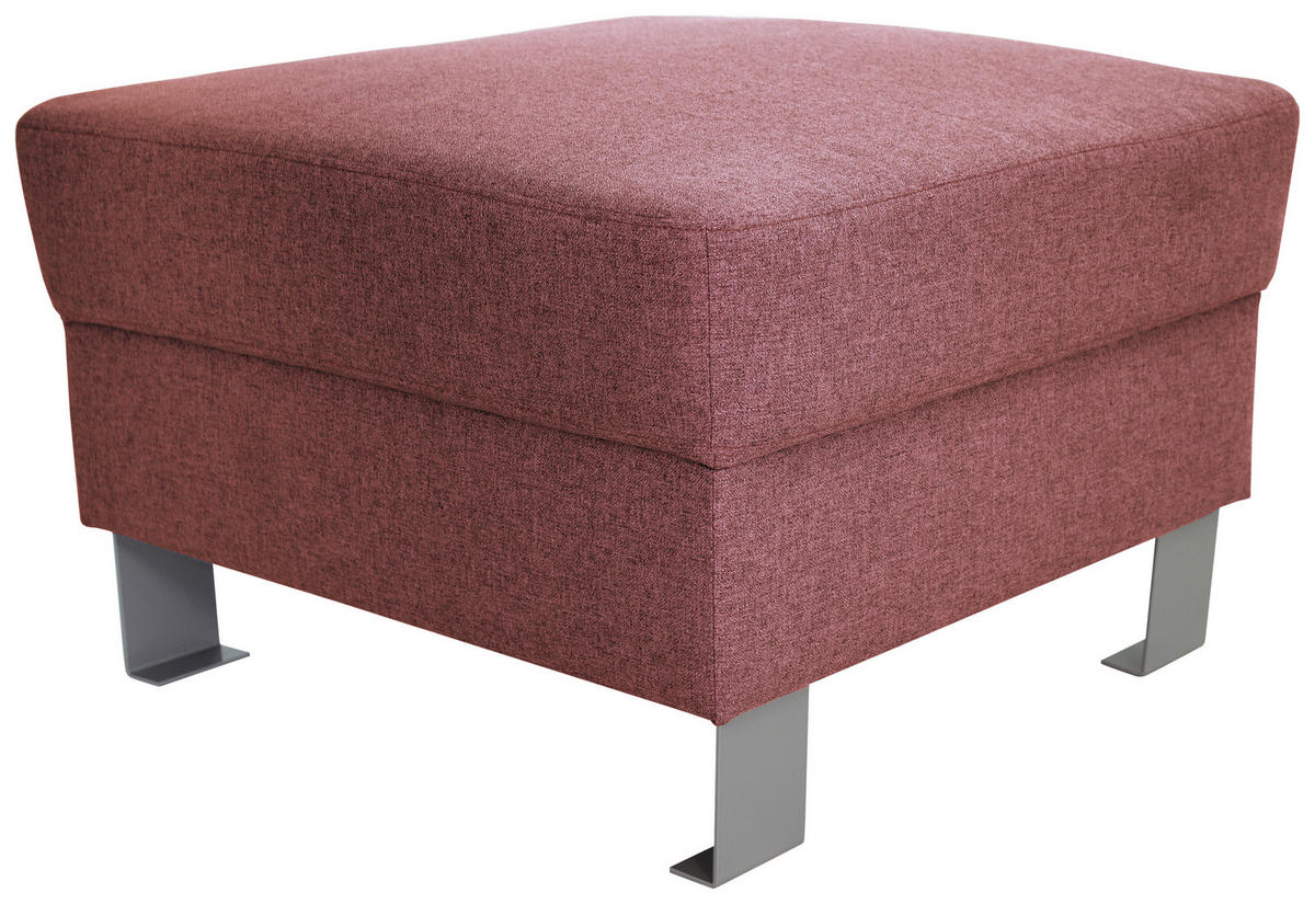 HOCKER Webstoff Hellrot  - Hellrot/Silberfarben, Design, Textil/Metall (62/41/62cm) - Xora