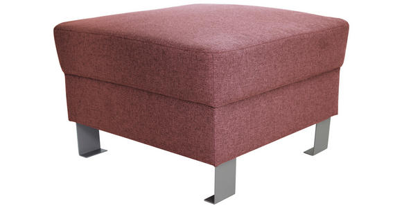 HOCKER Webstoff Hellrot  - Hellrot/Silberfarben, Design, Textil/Metall (62/41/62cm) - Xora