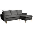 ECKSOFA Graubraun Chenille  - Graubraun/Buchefarben, KONVENTIONELL, Holz/Textil (244/163cm) - Carryhome