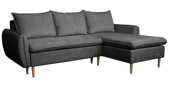 ECKSOFA Graubraun Chenille - Graubraun/Buchefarben, KONVENTIONELL, Holz/Textil (244/163cm) - Carryhome