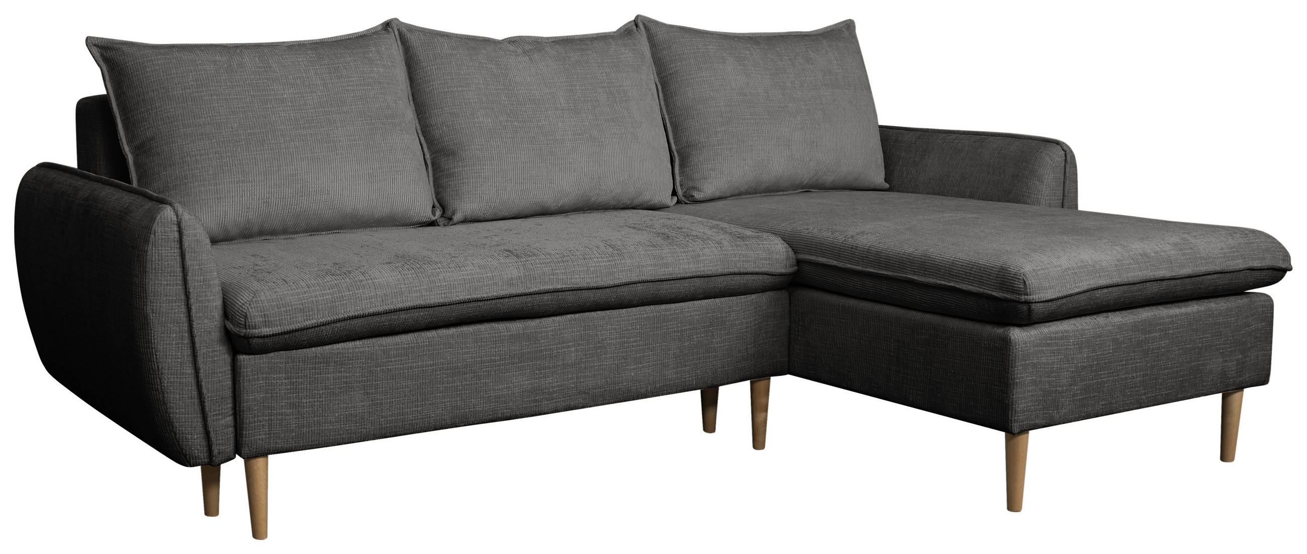ECKSOFA Graubraun Chenille  - Graubraun/Buchefarben, KONVENTIONELL, Holz/Textil (244/163cm) - Carryhome
