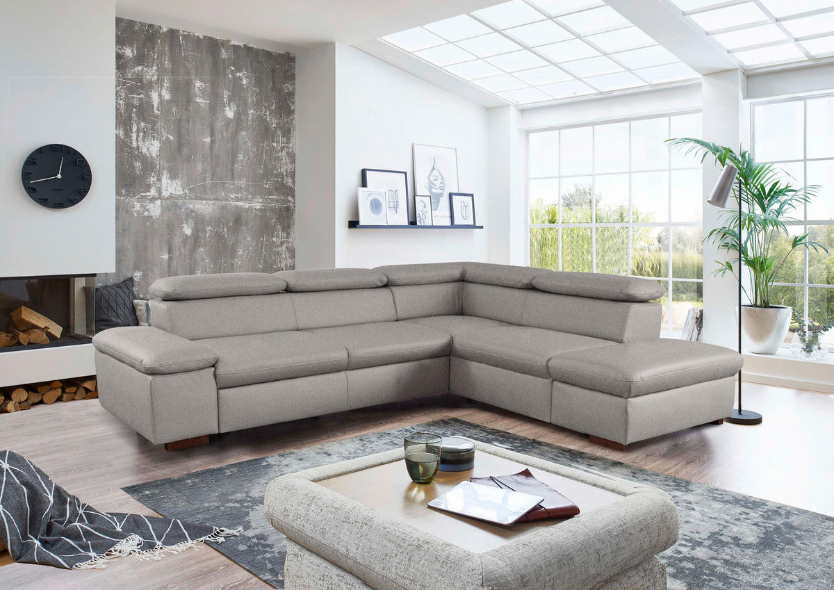 ECKSOFA Flachgewebe Hellgrau  - Hellgrau, Konventionell, Holz/Textil (272/226cm) - Sit & More