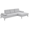 ECKSOFA in Chenille, Mikrofaser Hellgrau  299/157 cm  - Hellgrau/Schwarz, Design, Textil/Metall (299/157cm) - Dieter Knoll