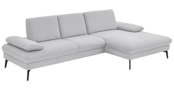 ECKSOFA in Chenille, Mikrofaser Hellgrau 299/157 cm - Hellgrau/Schwarz, Design, Textil/Metall (299/157cm) - Dieter Knoll