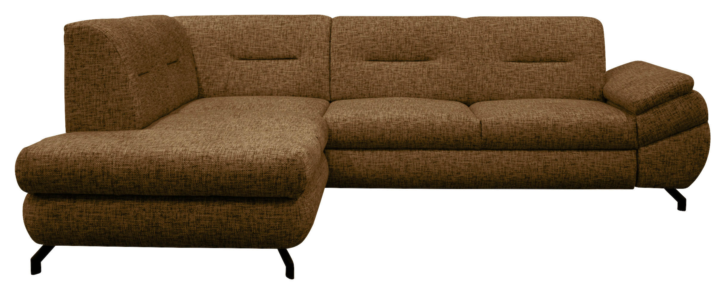 ECKSOFA Braun Struktur, Plüsch  - Schwarz/Braun, Design, Textil/Metall (201/274cm) - MID.YOU