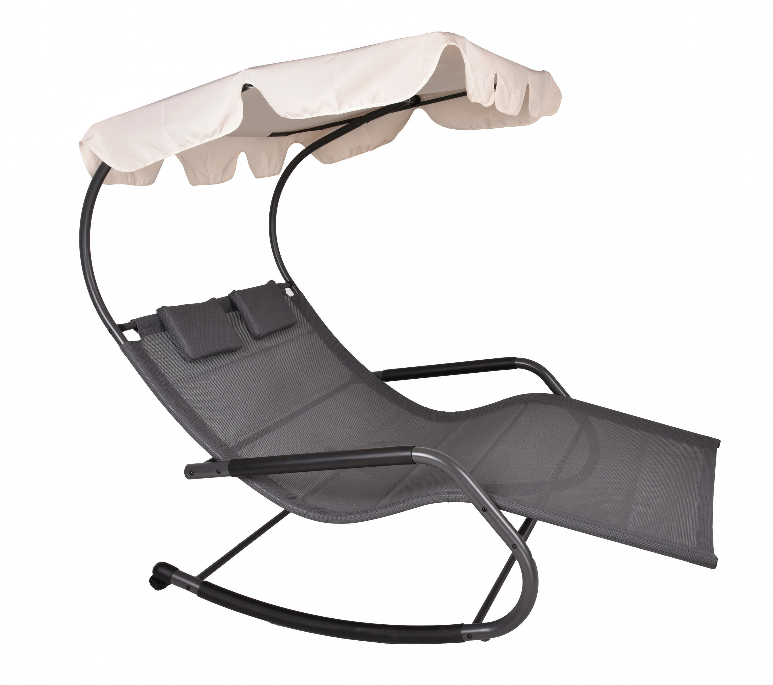 GARTENLIEGE 138/160/200 cm  - Anthrazit/Creme, Basics, Kunststoff/Metall (138/160/200cm) - Gardenson