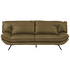3-SITZER-SOFA in Echtleder Olivgrün  - Schwarz/Olivgrün, Design, Leder/Metall (226/95/95cm) - Celina