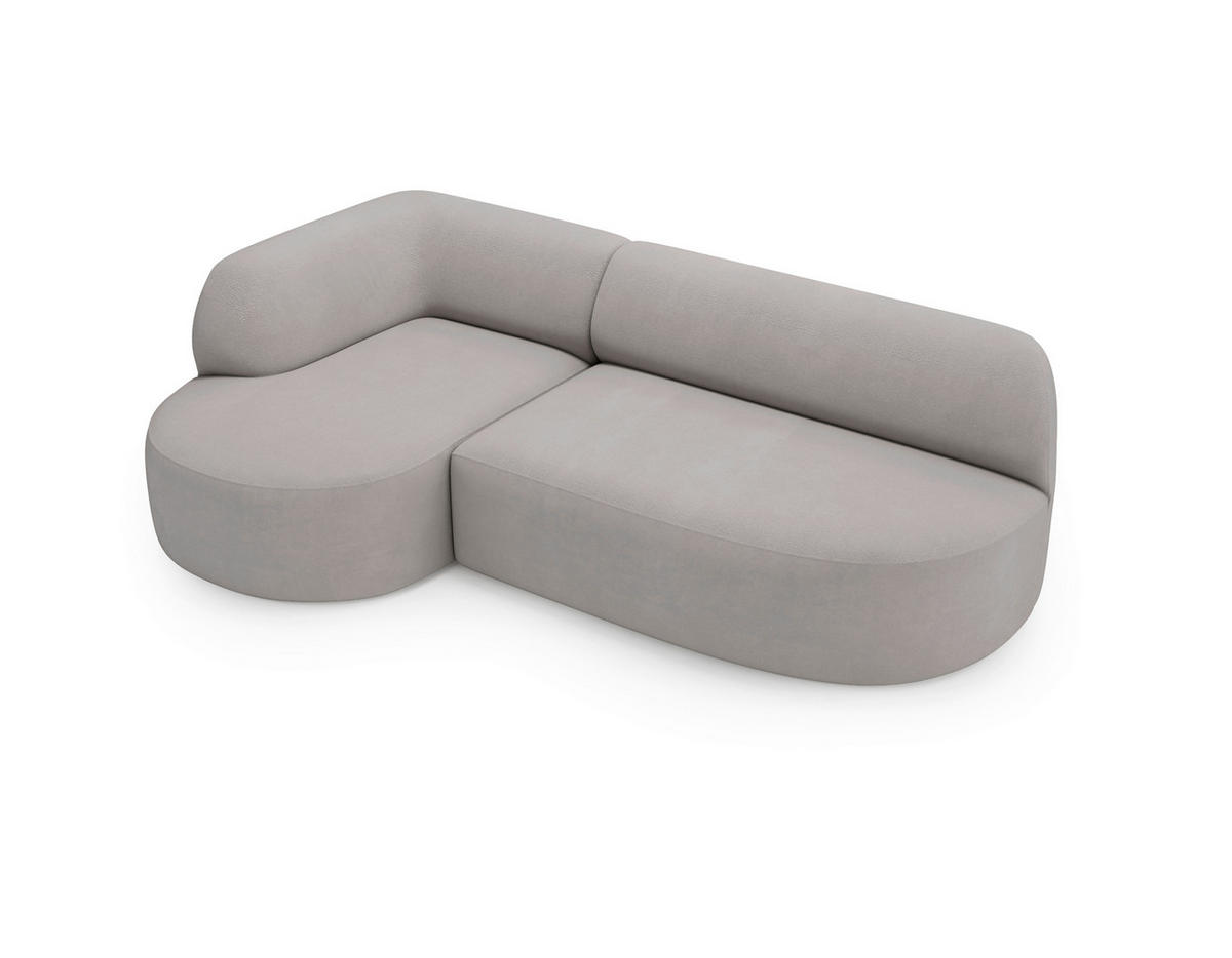 ECKSOFA Chenille Hellgrau  - Hellgrau/Schwarz, Design, Kunststoff/Textil (156/218cm) - Livetastic