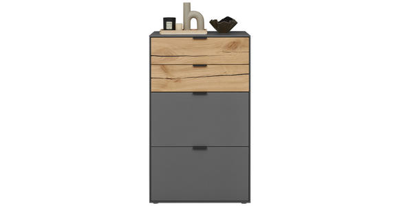 SCHUHSCHRANK Wildeiche furniert, massiv Graphitfarben, Eichefarben - Eichefarben/Graphitfarben, Design, Holz/Holzwerkstoff (61,9/104,7/37,1cm) - Dieter Knoll