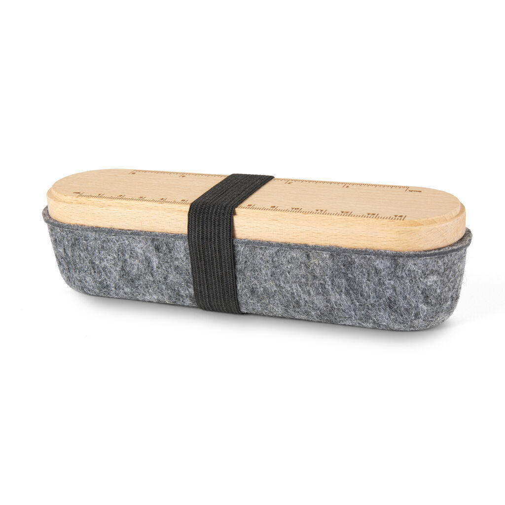 KUTIJA ZA PISAĆI PRIBOR - siva/boje bukve, Basics, drvo/tekstil (5,5/5,5/20cm) - Kikkerland