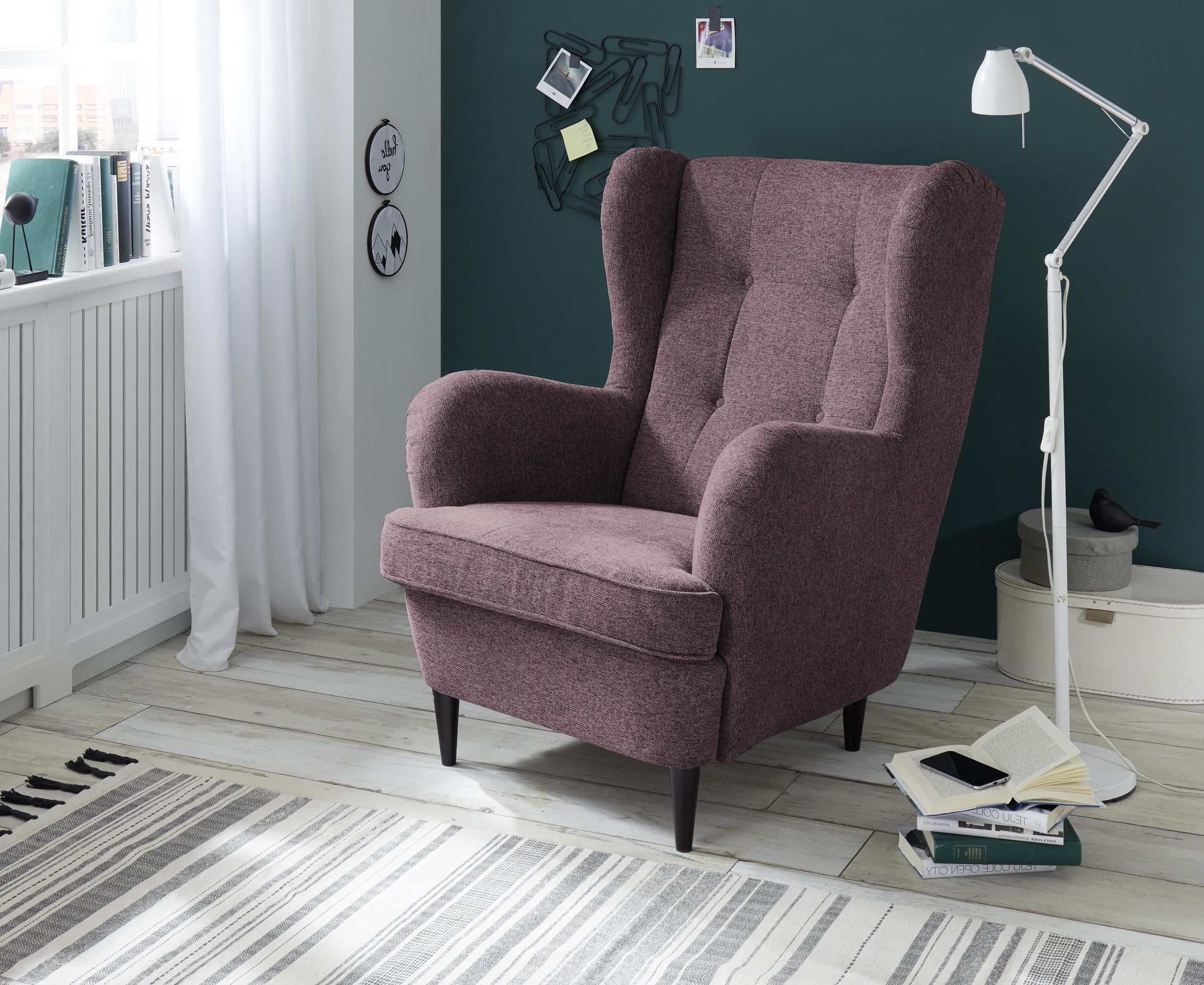 OHRENSESSEL Webstoff Aubergine  - Aubergine/Schwarz, Basics, Textil (78/102/98cm) - MID.YOU
