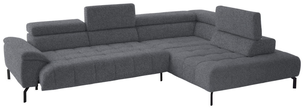 ECKSOFA in Chenille Grau  323/222 cm  - Schwarz/Grau, Design, Textil/Metall (323/222cm) - Beldomo Style