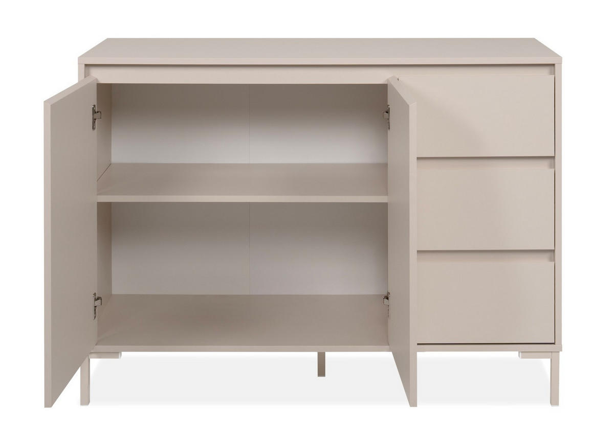 KOMMODE , 120/87/40 cm, 3 Schublade(n)  - Kaschmir, Design, Holzwerkstoff/Metall (120/87/40cm) - MID.YOU