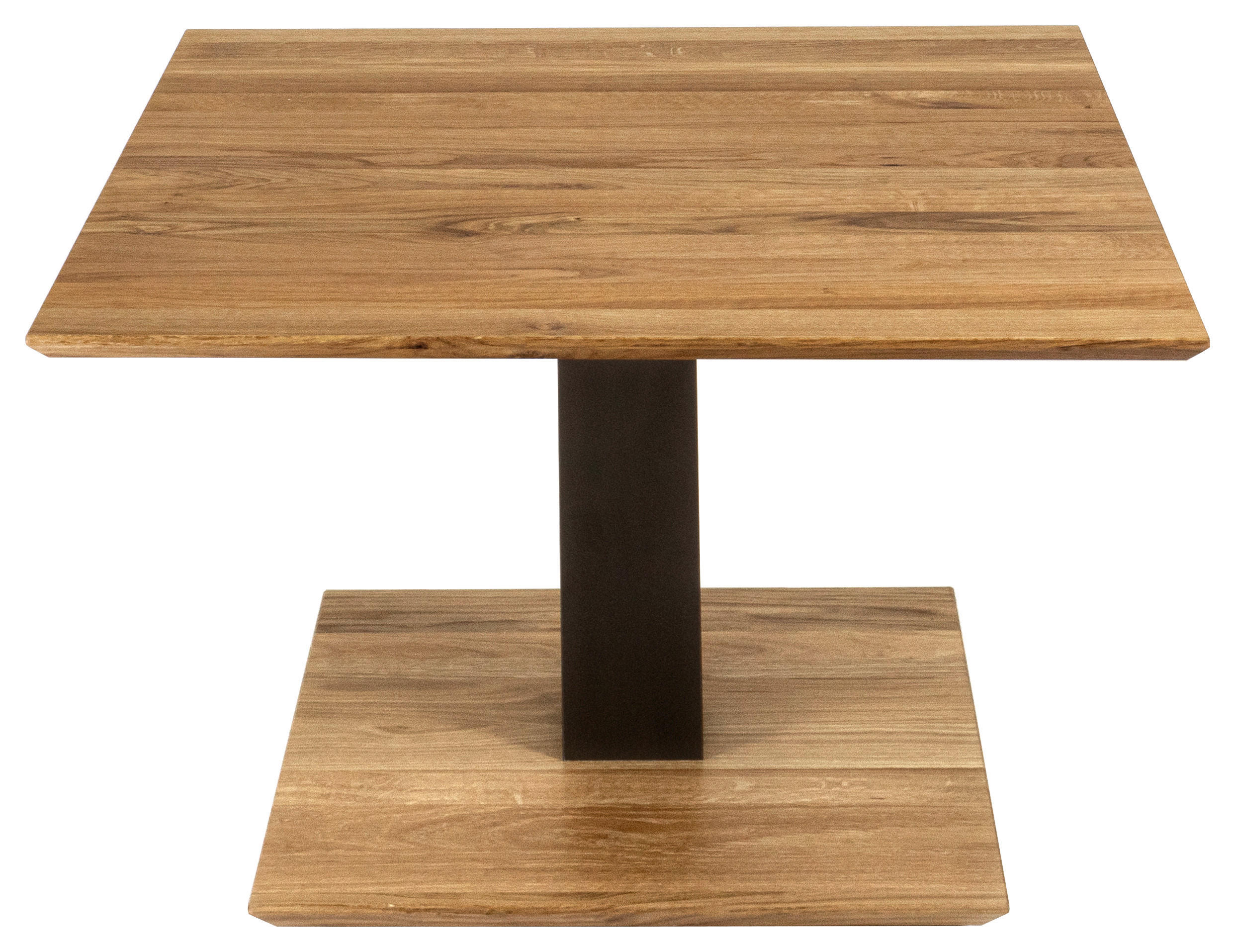 Thumbnail - Venda Couchtisch, Eiche, Holz, Holzwerkstoff, Wildeiche, massiv, quadratisch, eckig, Säule, Bodenplatte, 75x47-65x75 cm,...