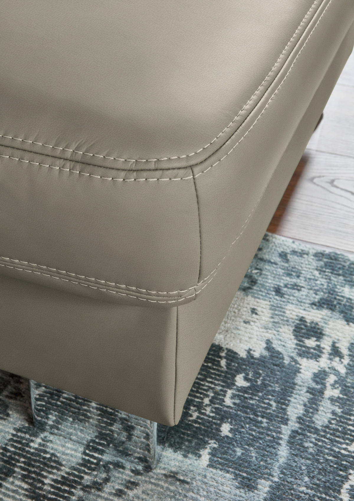 ECKSOFA  in Echtleder Grau  248/235 cm  - Beige/Alufarben, Design, Leder/Metall (248/235cm) - Beldomo Premium