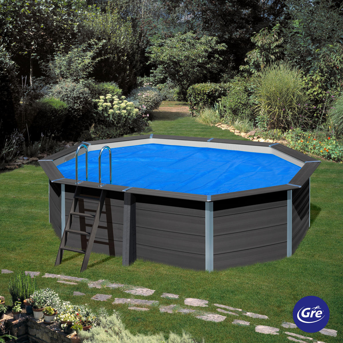 POOLABDECKPLANE 333/613 cm  - Blau, KONVENTIONELL, Kunststoff (333/613cm) - Gre