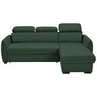 ECKSOFA in Flachgewebe Dunkelgrün  - Dunkelgrün/Schwarz, Modern, Kunststoff/Textil (182/237cm) - Carryhome