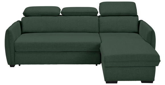 ECKSOFA Dunkelgrün Flachgewebe  - Dunkelgrün/Schwarz, MODERN, Kunststoff/Textil (182/237cm) - Carryhome