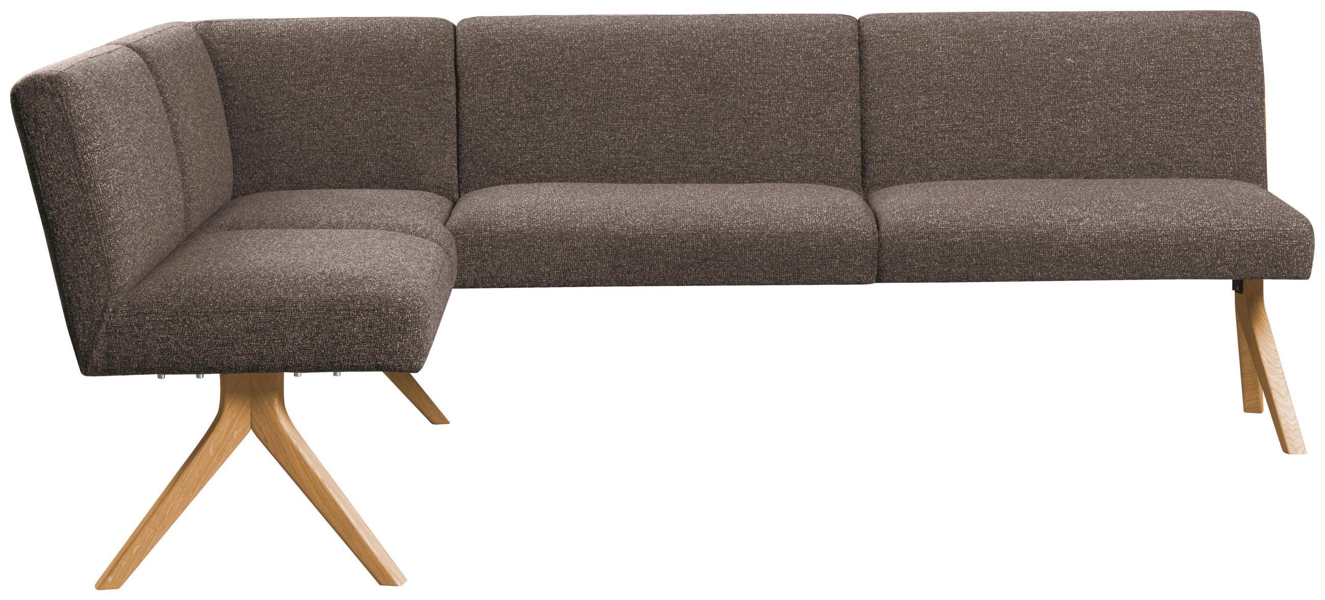 ECKBANK 172/218 cm Webstoff Braun Eiche vollmassiv   - Eichefarben/Braun, KONVENTIONELL, Holz/Textil (172/218cm) - Linea Natura