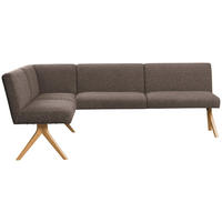 ECKBANK 172/218 cm Webstoff Braun Eiche vollmassiv   - Eichefarben/Braun, KONVENTIONELL, Holz/Textil (172/218cm) - Linea Natura