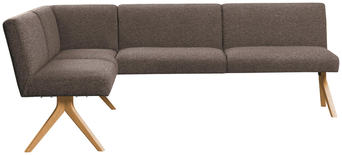 ECKBANK 172/218 cm Webstoff Braun Eiche vollmassiv   - Eichefarben/Braun, KONVENTIONELL, Holz/Textil (172/218cm) - Linea Natura