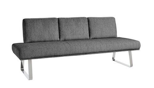 SITZBANK 224/92/78 cm  in Grau  - Chromfarben/Grau, Design, Textil/Metall (224/92/78cm) - Dieter Knoll