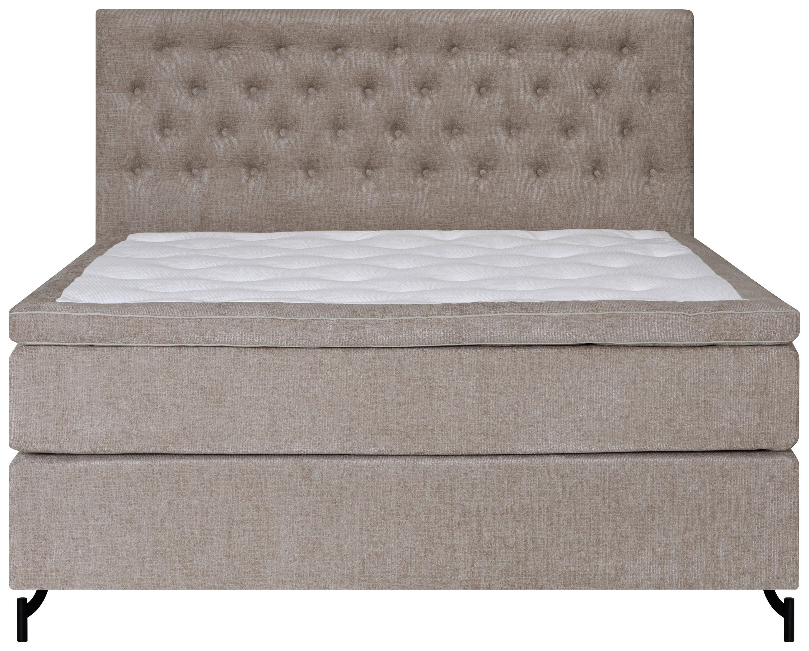 KONTINENTALSÄNG 180/200 cm  i beige  - beige/svart, Klassisk, metall/trä (180/200cm) - Ambiente