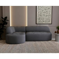 ECKSOFA Chenille Dunkelgrau  - Dunkelgrau/Schwarz, Design, Kunststoff/Textil (156/218cm) - Livetastic