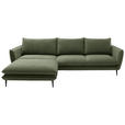 ECKSOFA  in Webstoff Grün  196/304 cm  - Schwarz/Grün, KONVENTIONELL, Textil/Metall (196/304cm) - Hom`in