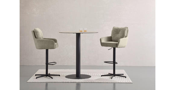 BARHOCKER Leinenoptik Schwarz, Taupe Eisen Stoffauswahl, Sitzfläche 360° drehbar  - Taupe/Schwarz, Design, Textil/Metall (58/103-123/61cm) - Novel