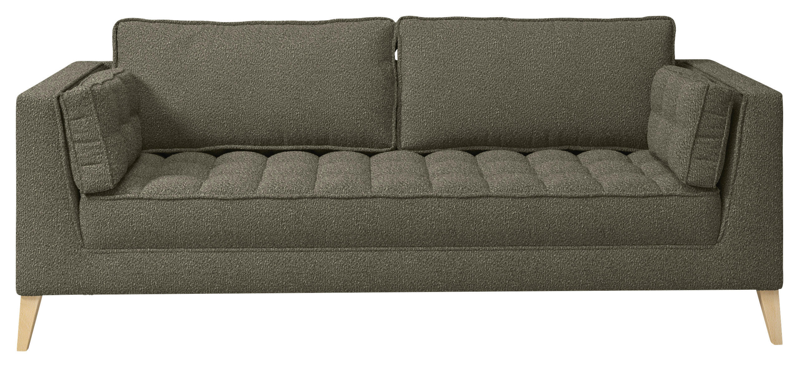 3-SITS SOFFA i bouclé mörkgrön  - mörkgrön/naturfärgad, Design, trämaterial/textil (170/95/85cm) - MID.YOU