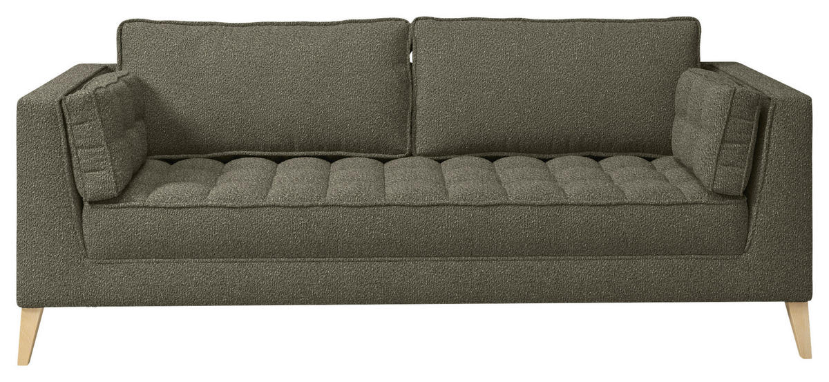 3-SITS SOFFA i bouclé mörkgrön  - mörkgrön/naturfärgad, Design, trämaterial/textil (170/95/85cm) - MID.YOU