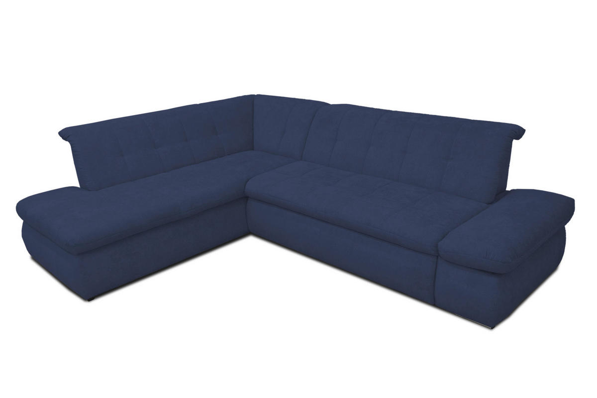 ECKSOFA Dunkelblau Mikrofaser  - Chromfarben/Dunkelblau, KONVENTIONELL, Textil/Metall (216/273cm) - MID.YOU