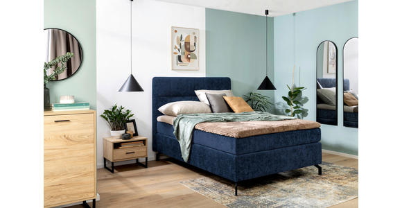 BOXSPRINGBETT 140/200 cm  in Dunkelblau  - Schwarz/Dunkelblau, Design, Textil/Metall (140/200cm) - Esposa