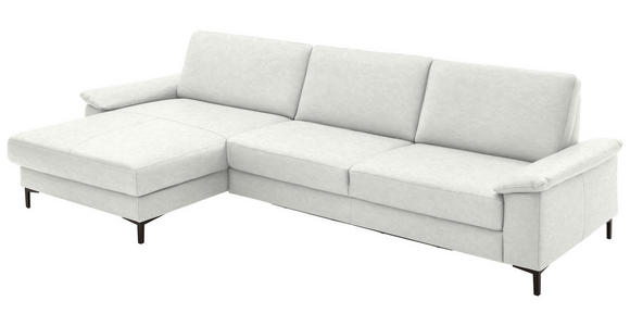 ECKSOFA in Echtleder Weiß 176/334 cm - Schwarz/Weiß, Design, Leder/Metall (176/334cm) - Dieter Knoll
