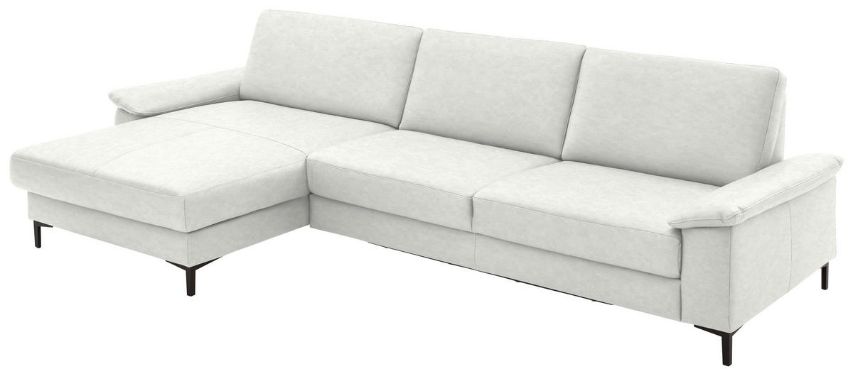 ECKSOFA in Echtleder Weiss  - Weiss/Schwarz, Design, Leder/Metall (176/334cm) - Dieter Knoll