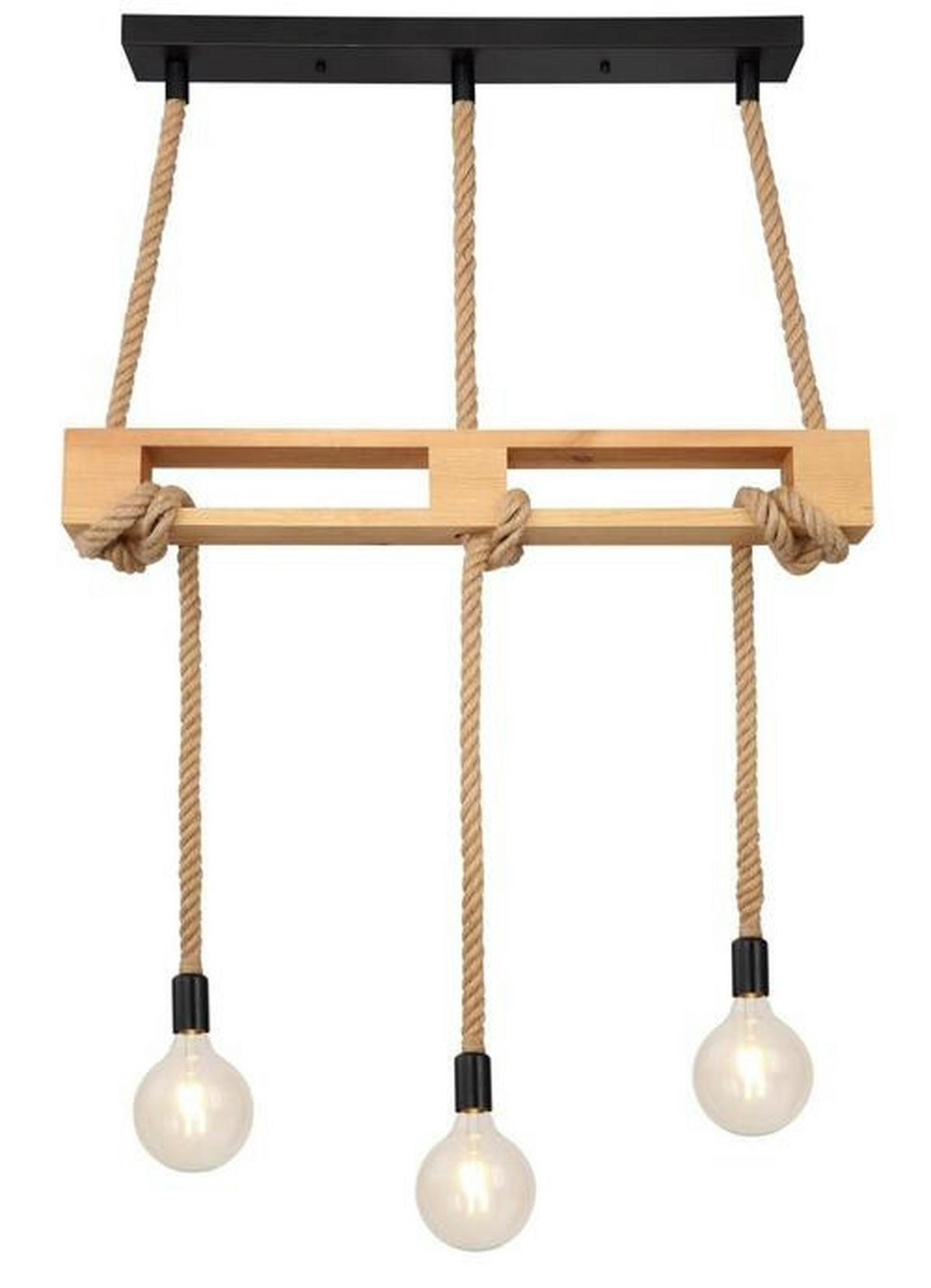 HÄNGELEUCHTE 83/10/120 cm   - Schwarz/Braun, Natur, Naturmaterialien/Holz (83/10/120cm) - Globo