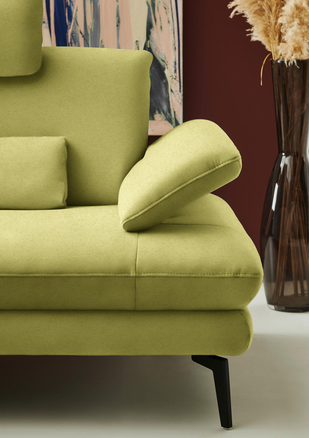 ECKSOFA Chenille, Flachgewebe Hellgrün  - Schwarz/Hellgrün, Design, Textil/Metall (180/284cm) - Dieter Knoll