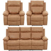 SITZGARNITUR CIELO Mikrofaser Cappuccino  - Schwarz/Cappuccino, Design, Kunststoff/Textil (215/101/97cm) - Livetastic