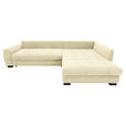ECKSOFA Naturfarben Cord Rückenkissen, Armlehnenkissen, Bettkasten, Schlaffunktion, Rücken echt, Liegefläche im Originalstoff  - Schwarz/Naturfarben, KONVENTIONELL, Kunststoff/Textil (304/212cm) - Carryhome