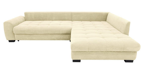 ECKSOFA Naturfarben Cord Rückenkissen, Armlehnenkissen, Bettkasten, Schlaffunktion, Rücken echt, Liegefläche im Originalstoff  - Schwarz/Naturfarben, KONVENTIONELL, Kunststoff/Textil (304/212cm) - Carryhome