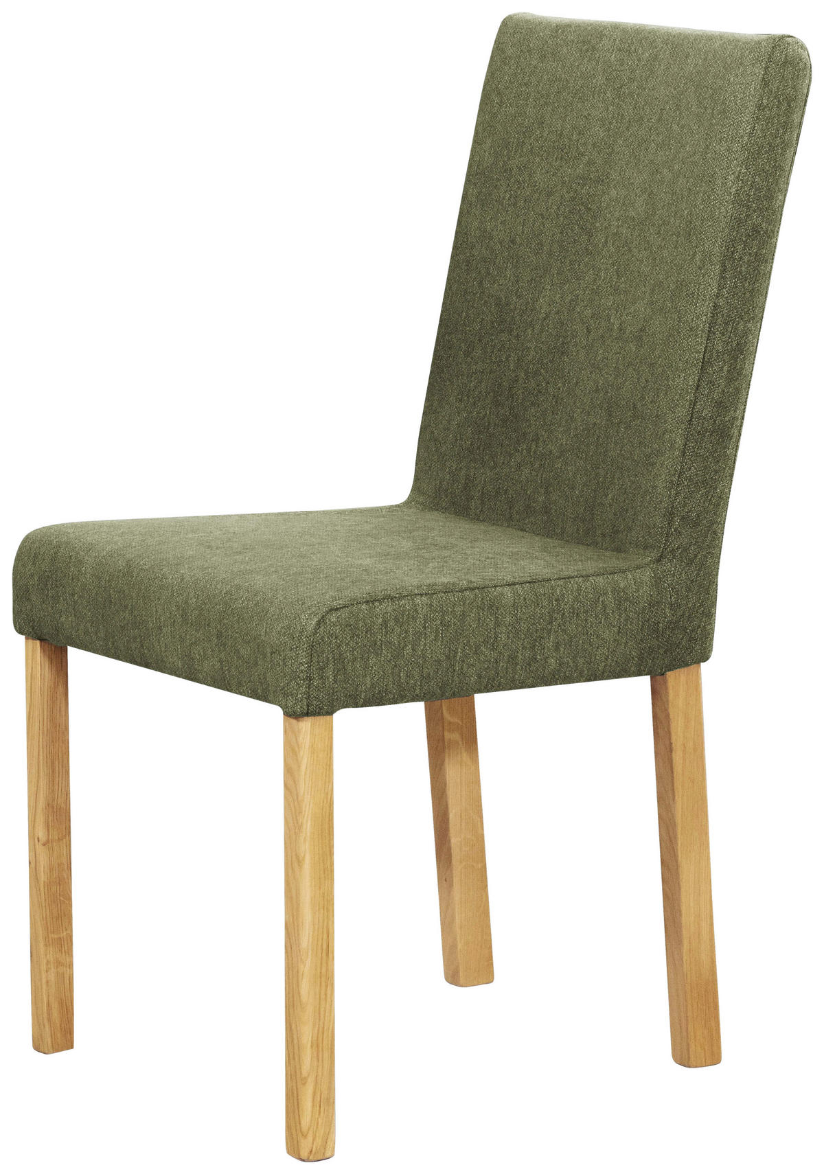 STUHL Webstoff Grün, Eichefarben Eiche vollmassiv  - Eichefarben/Grün, KONVENTIONELL, Holz/Textil (47/94/59cm) - Linea Natura