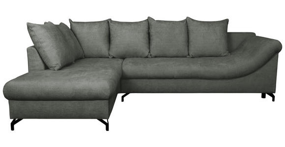 ECKSOFA Anthrazit Struktur Rückenkissen, Bettkasten, Schlaffunktion, Rücken echt, Liegefläche im Originalstoff  - Anthrazit/Schwarz, KONVENTIONELL, Textil/Metall (194/274cm) - Carryhome