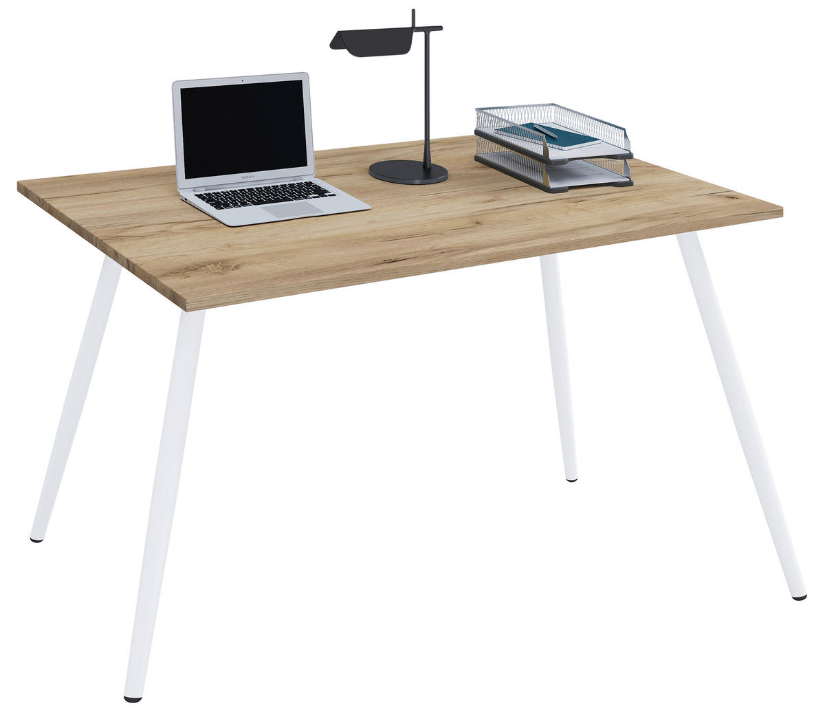 SCHREIBTISCH 80/50/70 cm  in Weiß, Honigeiche  - Honigeiche/Weiß, MODERN, Holzwerkstoff/Metall (80/50/70cm) - MID.YOU