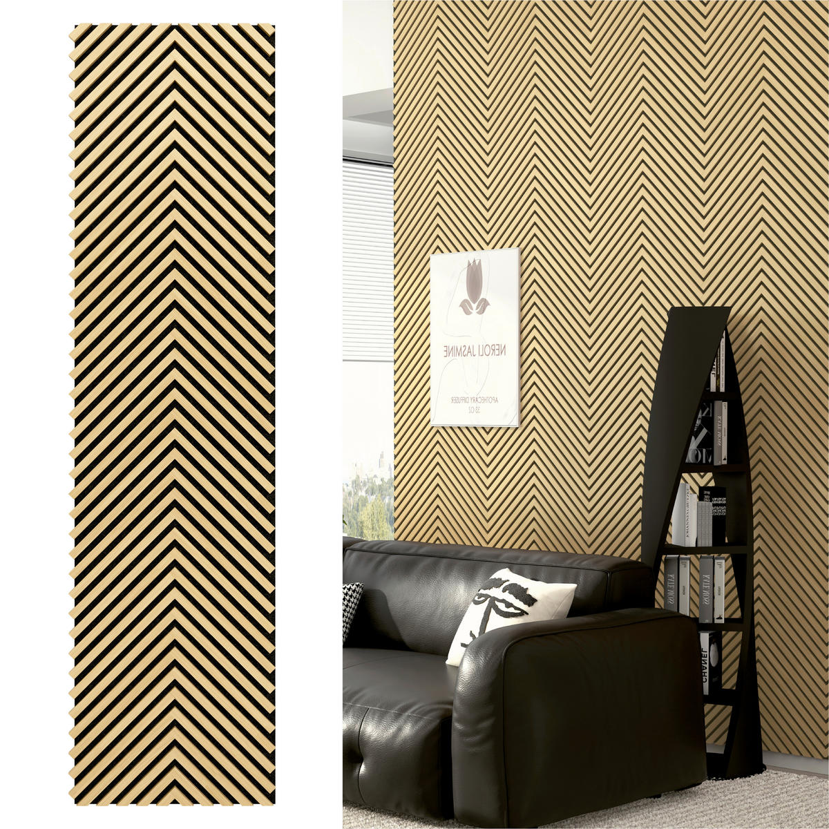 AKUSTIKPANEEL teilmassiv Sonido Herringbone  - Hellbraun/Eichefarben, Basics, Holzwerkstoff/Kunststoff (275/52/1.8cm) - Novel
