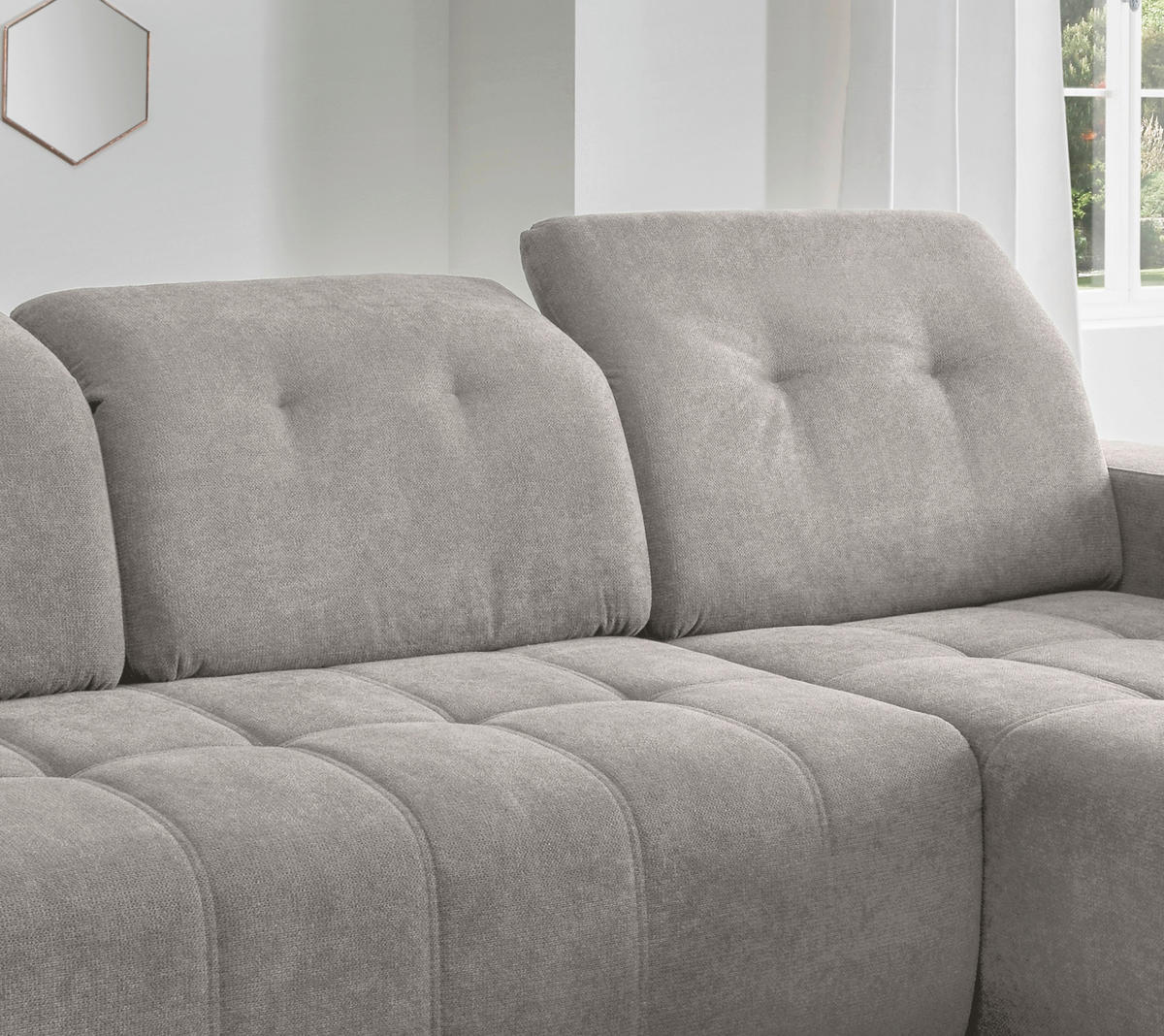 ECKSOFA VICARI Grau Mikrofaser Kopfteilverstellung, Sitzvorzug  - Schwarz/Grau, MODERN, Textil/Metall (292/185cm) - Livetastic
